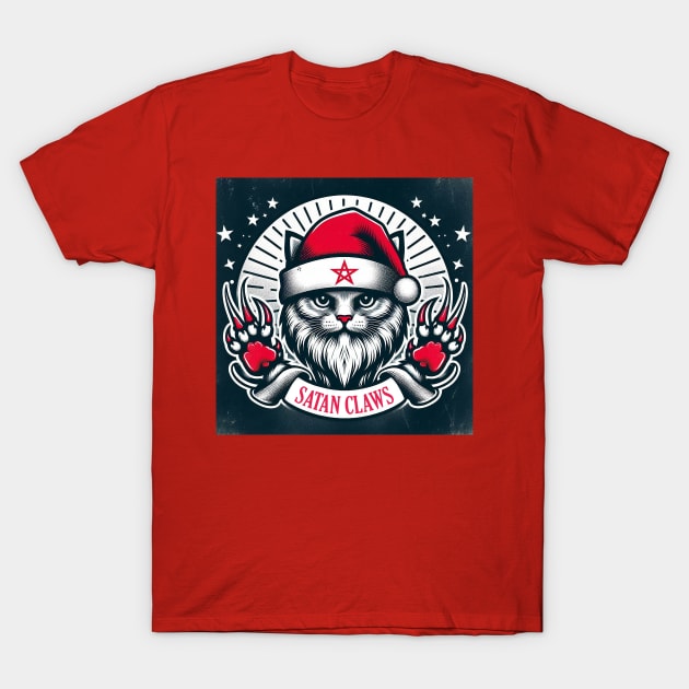 Satan Claws - Cat Santa T-Shirt by Sketchy